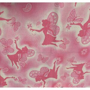 Concord Pixie Garden Pink Fairy & Butterfly Fabric 11" x 46" Cotton Springs Glob